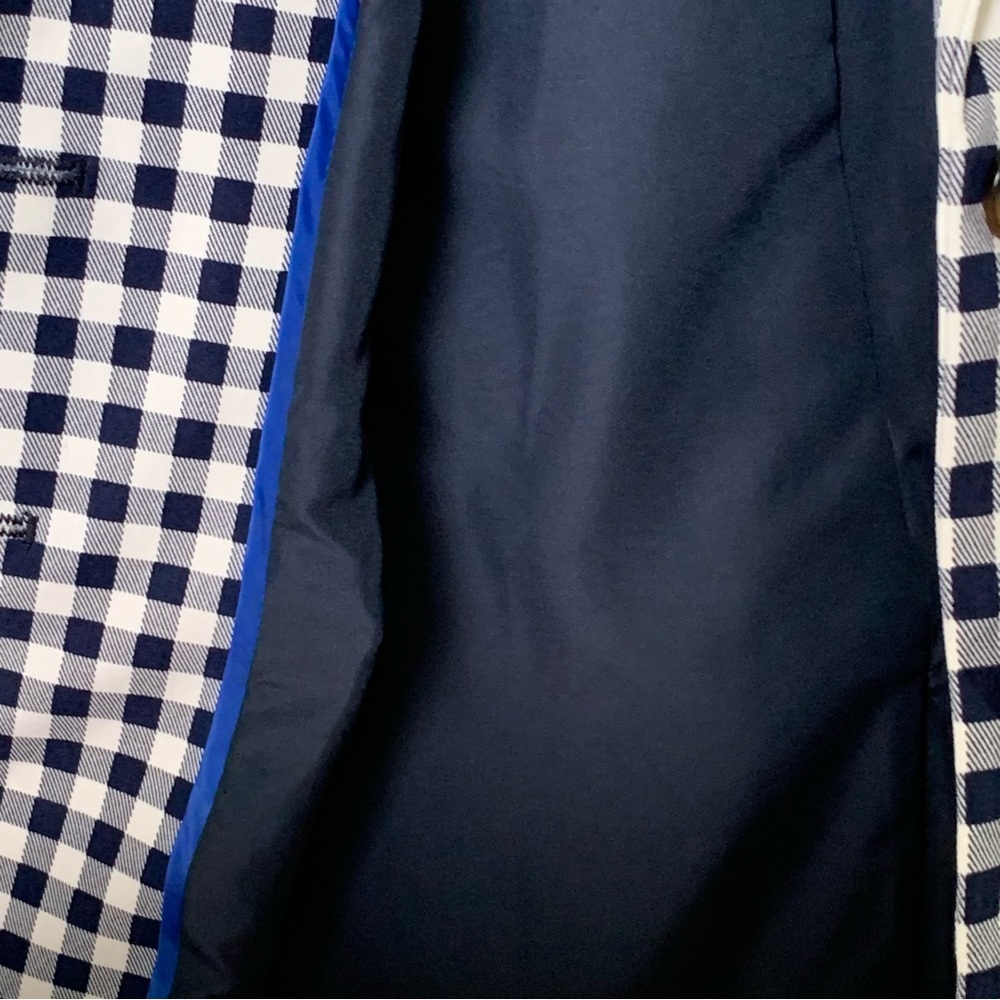 J CREW M2373 Gingham Blue White Blazer Jacket Checkered Double Button XS - Picture 8 of 8